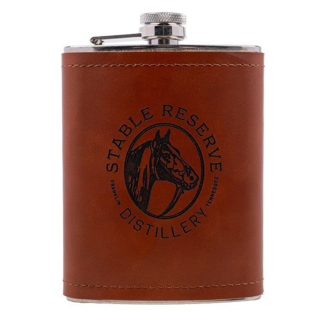 Aged Cognac Leather Flask - 8 OZ - 5 Each Order