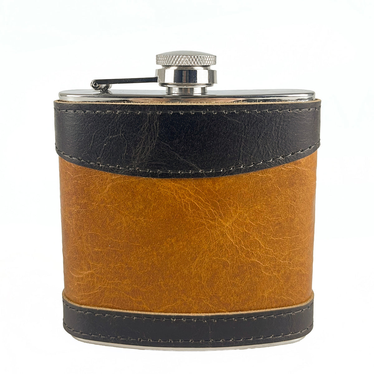 Double Aged Leather Flask - 6 OZ - 5 Pcs. per Order