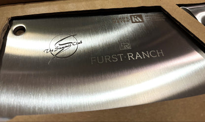 Stainless Steel Cleaver etched with sponsor Logo's.