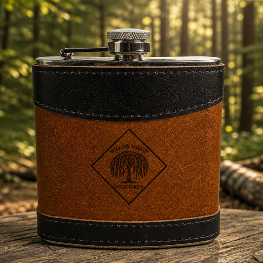 Double Aged Leather Flask - 6 OZ - 5 Pcs. per Order